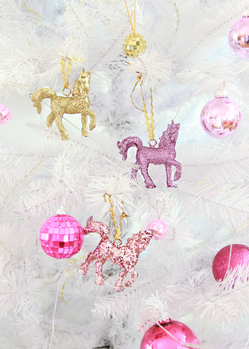 glitter unicorn ornaments