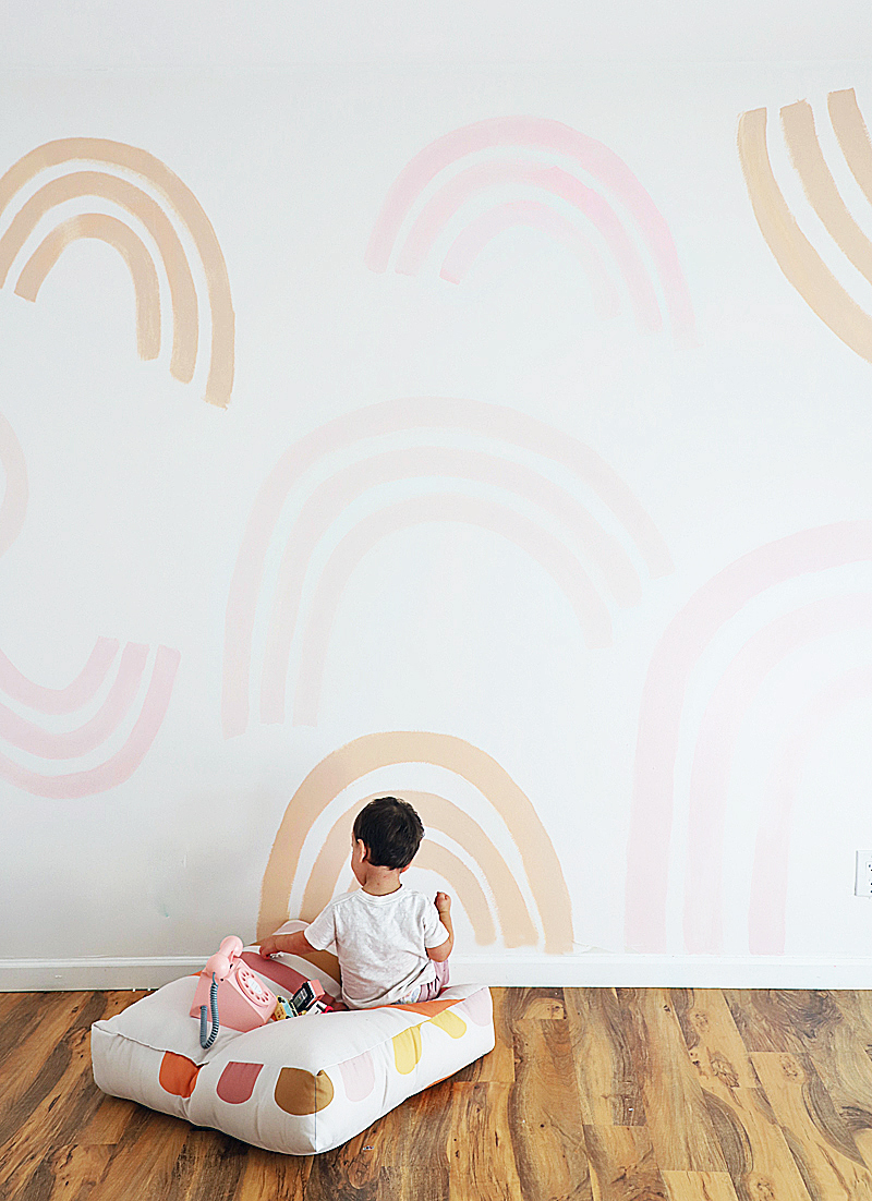 how to make a rainbow mural for playroom