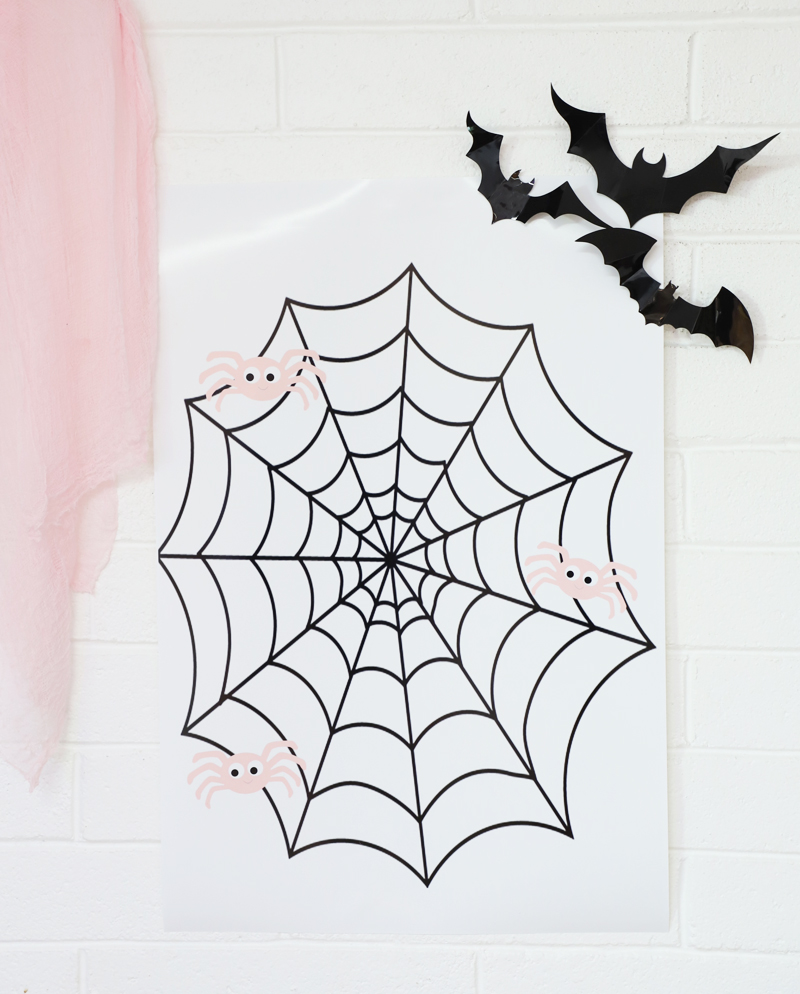 pin the spider on the web halloween game